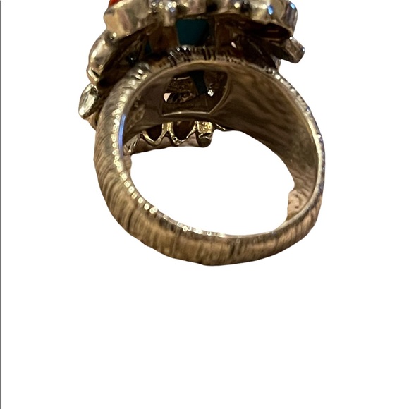 Vintage sterling silver large chunky navajo Turquoise & Spiny Oyster Ring - Picture 9 of 14